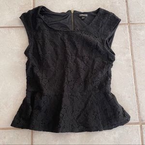 Black Lace Peplum Top